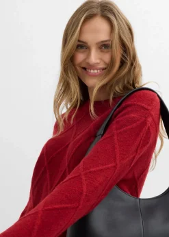 bonprix Bekleidung·Umstandsmode|Pullover & Strickjacken|Oversize-Pullover aus Zopfstrick abendrot