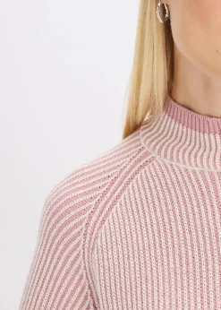 bonprix Bekleidung·Umstandsmode|Strickmode|Oversize-Pullover mit Stehkragen aschrosa meliert