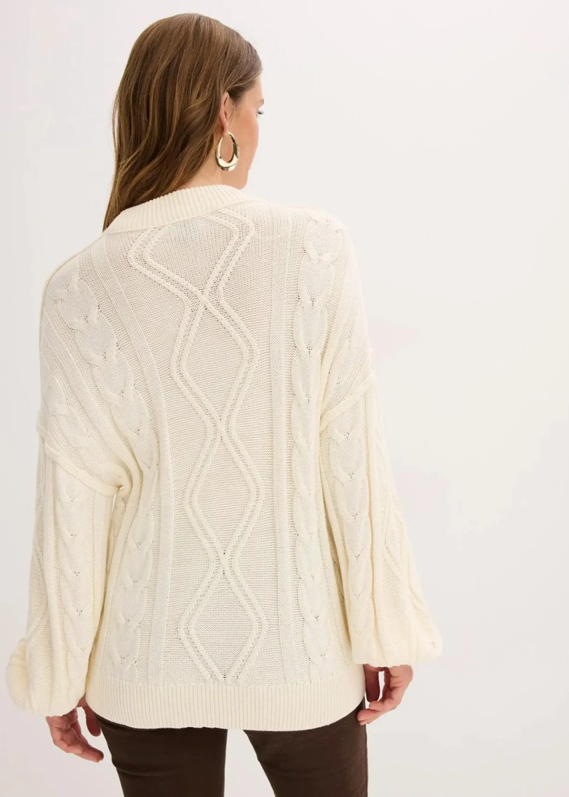 Oversize-Pullover mit Zopfmuster|bonprix Clearance