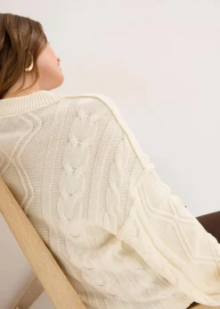 Oversize-Pullover mit Zopfmuster|bonprix Clearance