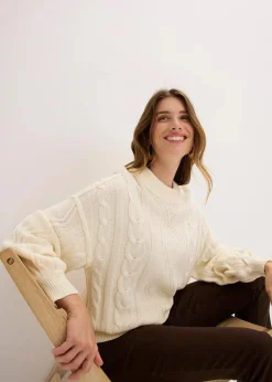 Oversize-Pullover mit Zopfmuster|bonprix Clearance
