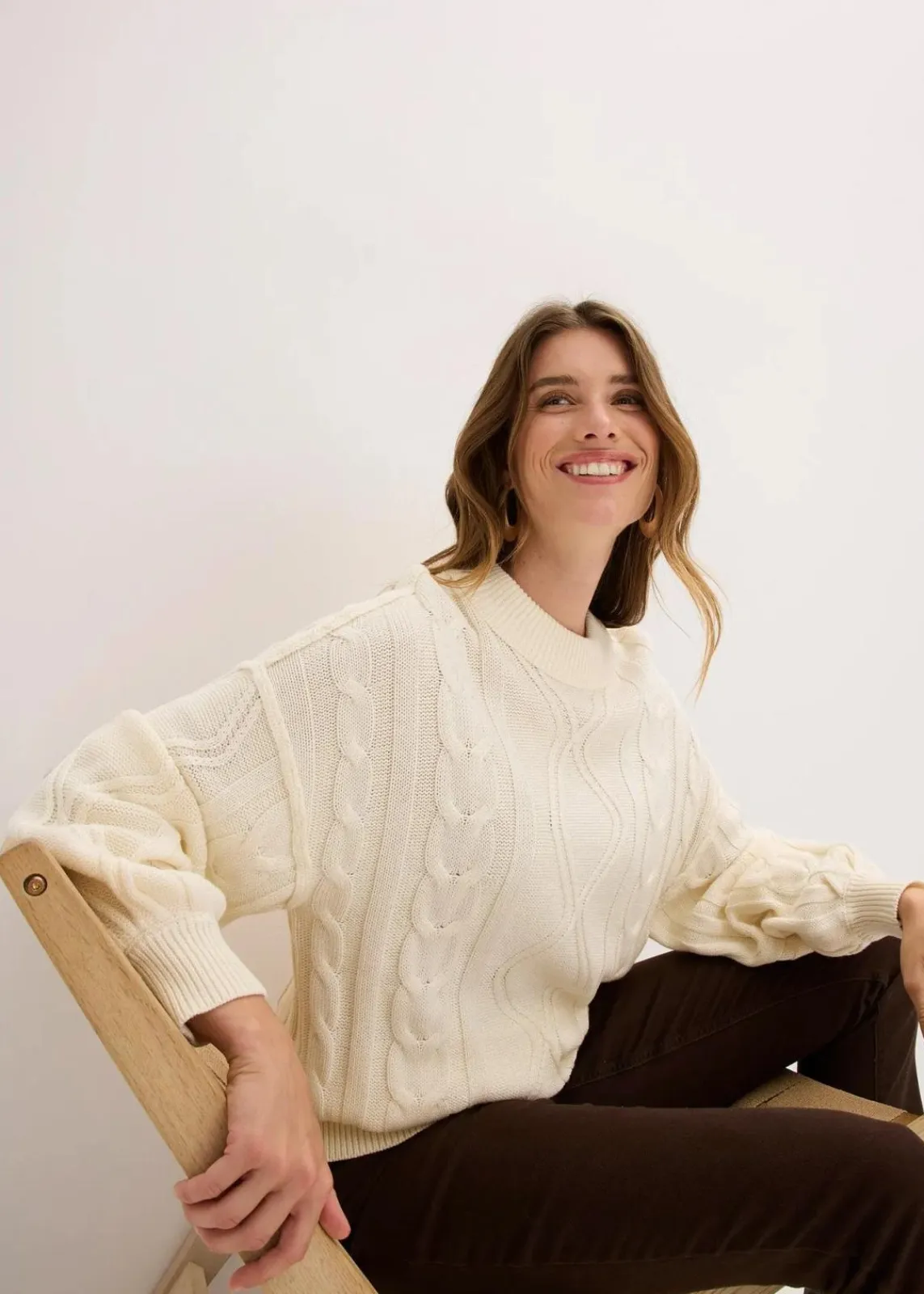 Oversize-Pullover mit Zopfmuster|bonprix Clearance