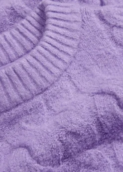 bonprix Pullover & Strickjacken|Strickmode|Oversize-Pullover mit Zopfmuster softlila