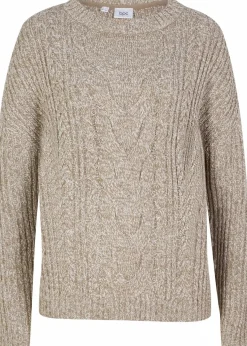 bonprix Bekleidung·Umstandsmode|Strickmode|Oversize-Pullover mit Zopfmuster beige meliert