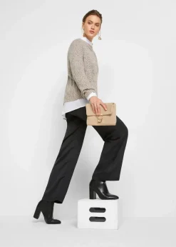 bonprix Bekleidung·Umstandsmode|Strickmode|Oversize-Pullover mit Zopfmuster beige meliert