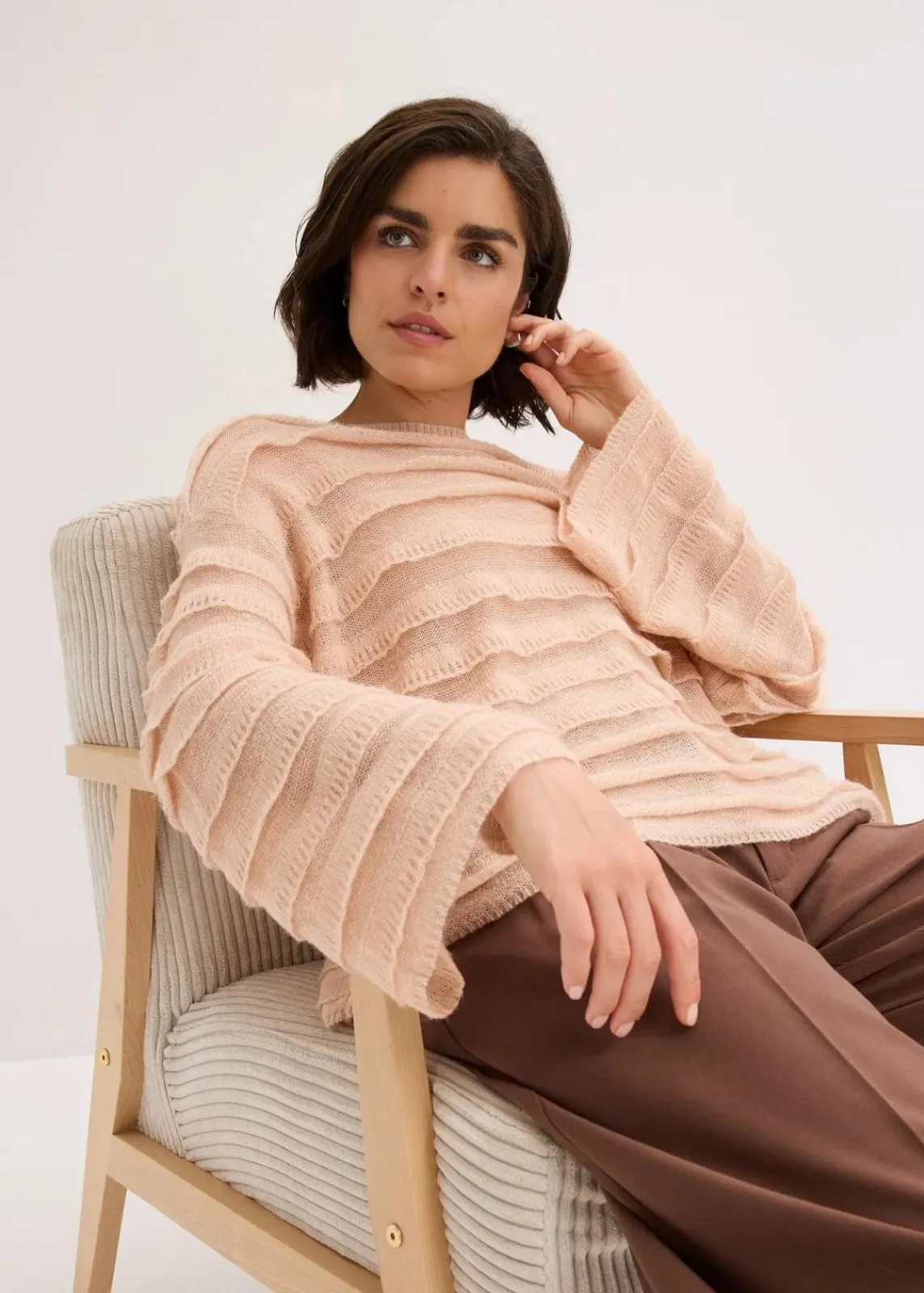 Oversize-Pullover, semi-transparent|bonprix Outlet