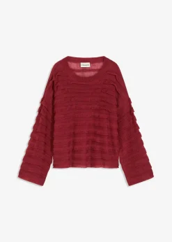 bonprix Bekleidung·Umstandsmode|Strickmode|Oversize-Pullover, semi-transparent pflaumenrot