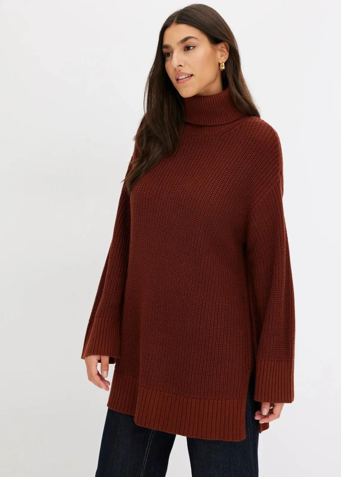 Oversize-Rollkragenpullover aus Baumwoll-Mix|bonprix New