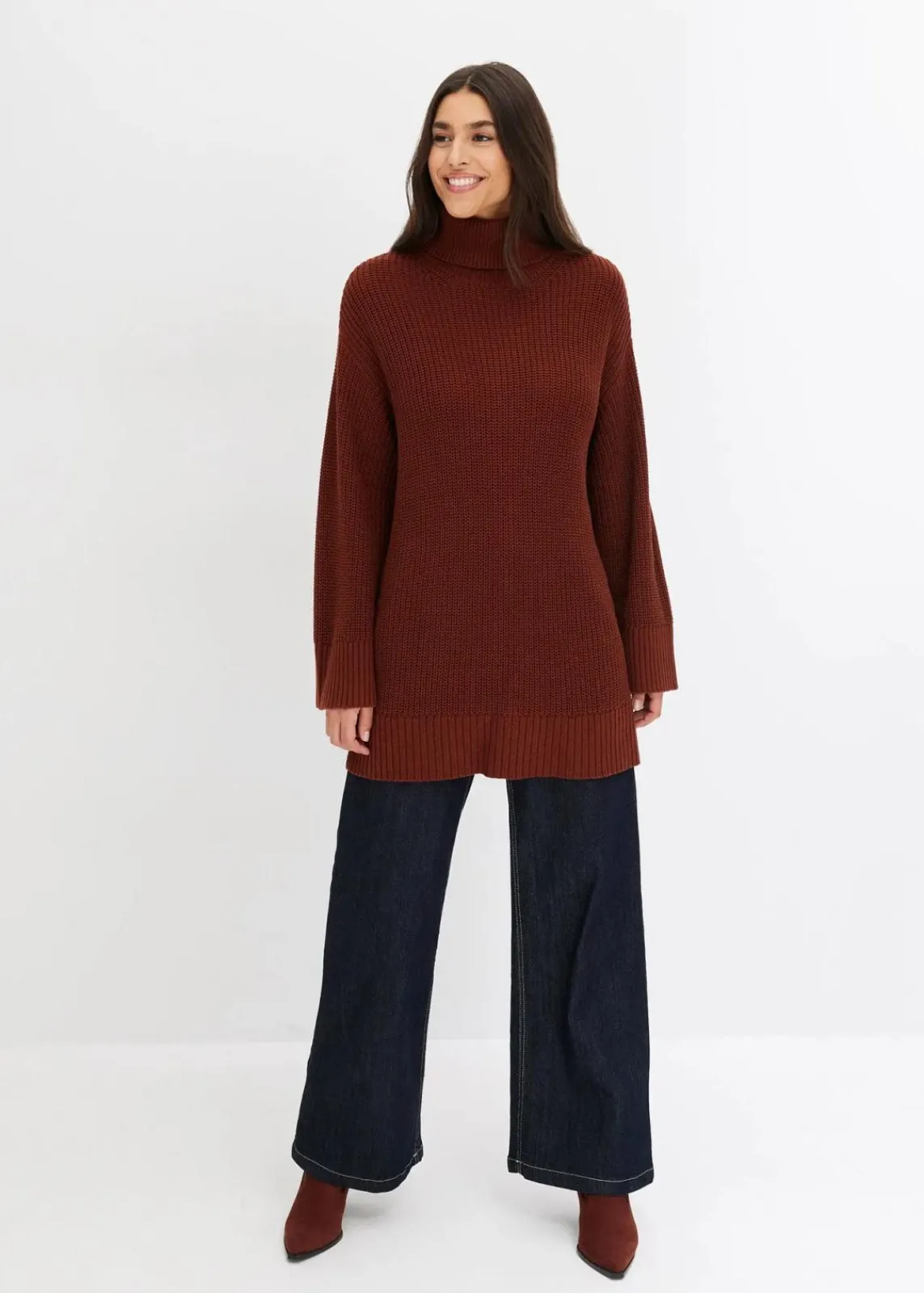 Oversize-Rollkragenpullover aus Baumwoll-Mix|bonprix New
