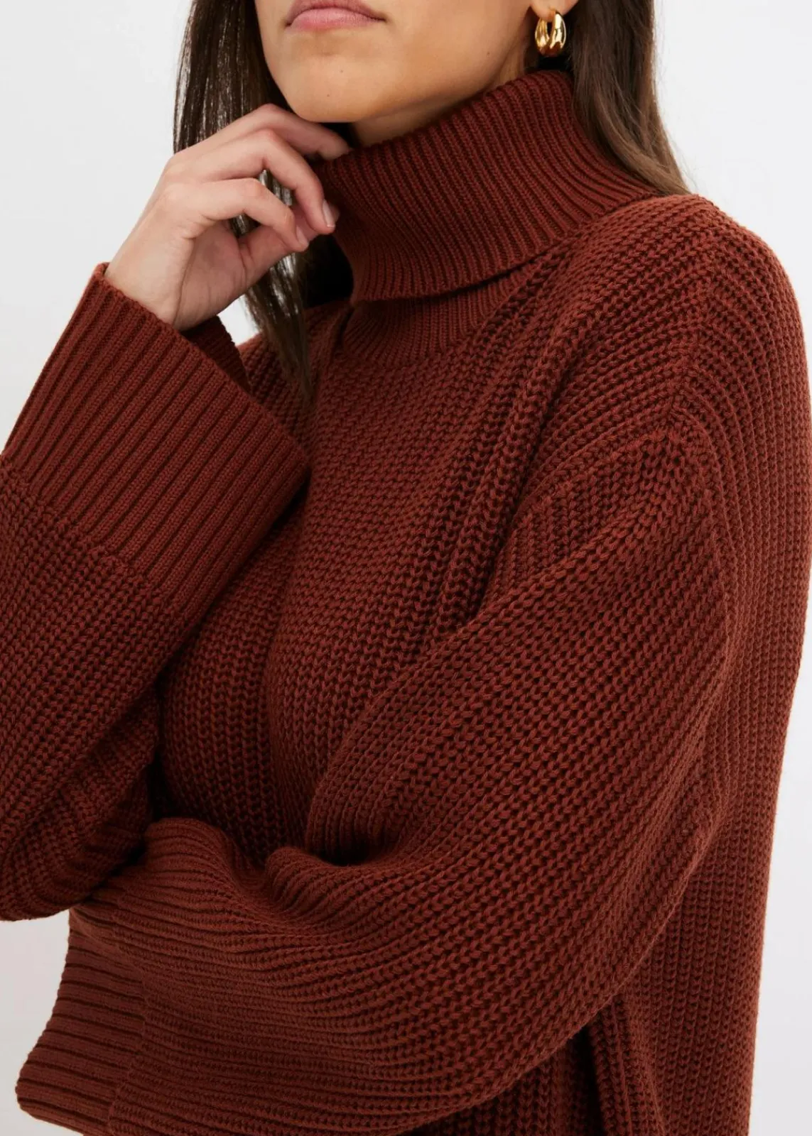 Oversize-Rollkragenpullover aus Baumwoll-Mix|bonprix New