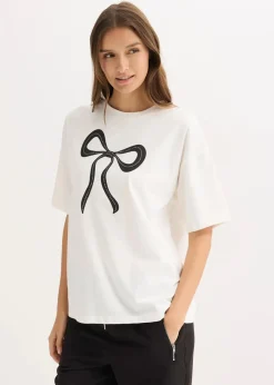 bonprix Shirts & Tops|Nachhaltigere Materialien|Oversize-Shirt wollweiß bedruckt