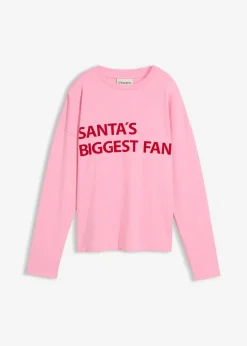 bonprix Zweiteiler & Sets|Shirts & Tops|Oversize-Shirt aus Baumwolle rosa/salsarot bedruckt