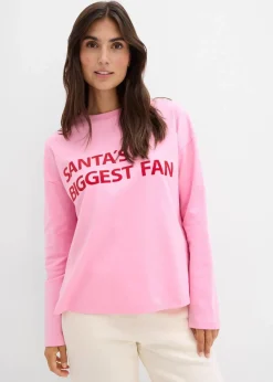 bonprix Zweiteiler & Sets|Shirts & Tops|Oversize-Shirt aus Baumwolle rosa/salsarot bedruckt