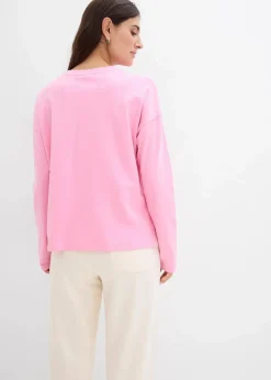 bonprix Zweiteiler & Sets|Shirts & Tops|Oversize-Shirt aus Baumwolle rosa/salsarot bedruckt