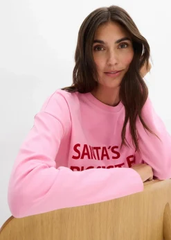 bonprix Zweiteiler & Sets|Shirts & Tops|Oversize-Shirt aus Baumwolle rosa/salsarot bedruckt