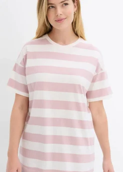 bonprix Basics|Shirts & Tops|Oversize-Shirt aus reiner Bio-Baumwolle mattrosa/wollweiß