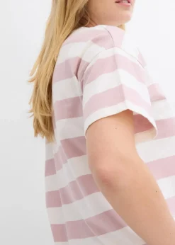 bonprix Basics|Shirts & Tops|Oversize-Shirt aus reiner Bio-Baumwolle mattrosa/wollweiß