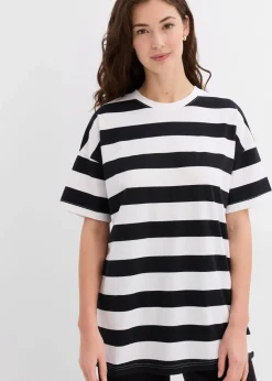 bonprix Nachhaltigere Materialien|Shirts & Tops|Oversize-Shirt aus reiner Bio-Baumwolle schwarz/weiß gestreift