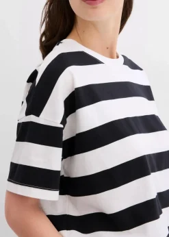 bonprix Nachhaltigere Materialien|Shirts & Tops|Oversize-Shirt aus reiner Bio-Baumwolle schwarz/weiß gestreift
