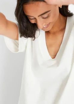 bonprix Nachhaltigere Materialien|Shirts & Tops|Oversize-Shirt aus reiner Bio-Baumwolle wollweiß