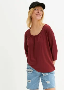 bonprix Shirts & Tops|Oversize-Shirt aus Viskose-Mix bordeaux