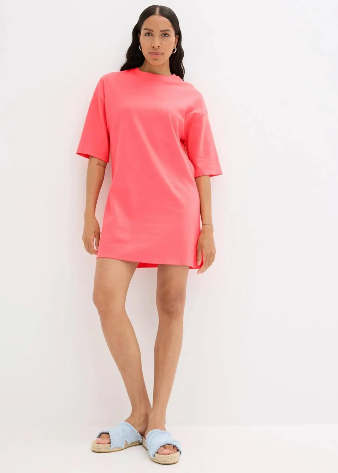 bonprix Bekleidung·Röcke|Bekleidung·Pullover & Strickjacken|Oversize-Shirtkleid aus schwerer Bio-Baumwolle helllachs