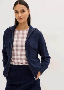 bonprix Bekleidung·Umstandsmode|Pullover & Strickjacken|Oversize-Strickjacke dunkelblau