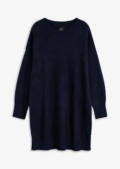 bonprix Kleider|Nachhaltigere Materialien|Oversize-Strickkleid dunkelblau