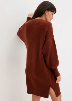 bonprix Kleider|Nachhaltigere Materialien|Oversize-Strickkleid mahagonibraun