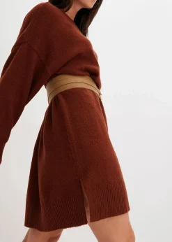 bonprix Kleider|Nachhaltigere Materialien|Oversize-Strickkleid mahagonibraun