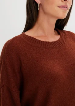 bonprix Kleider|Nachhaltigere Materialien|Oversize-Strickkleid mahagonibraun