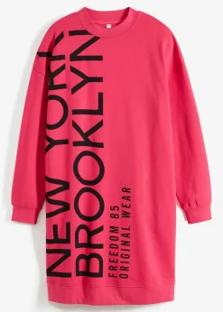 bonprix Kleider|Sweat|Oversize-Sweatkleid aus weichem Baumwoll-Mix dunkelpink