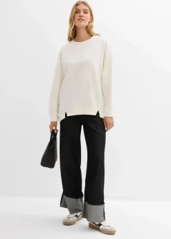 bonprix Sweat|Nachhaltigere Materialien|Oversize-Sweatshirt wollweiß