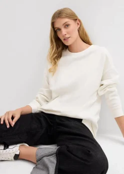 bonprix Sweat|Nachhaltigere Materialien|Oversize-Sweatshirt wollweiß