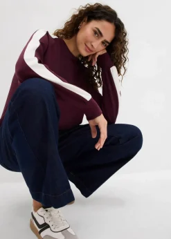 bonprix Sweat|Zweiteiler & Sets|Oversize-Sweatshirt weinrot