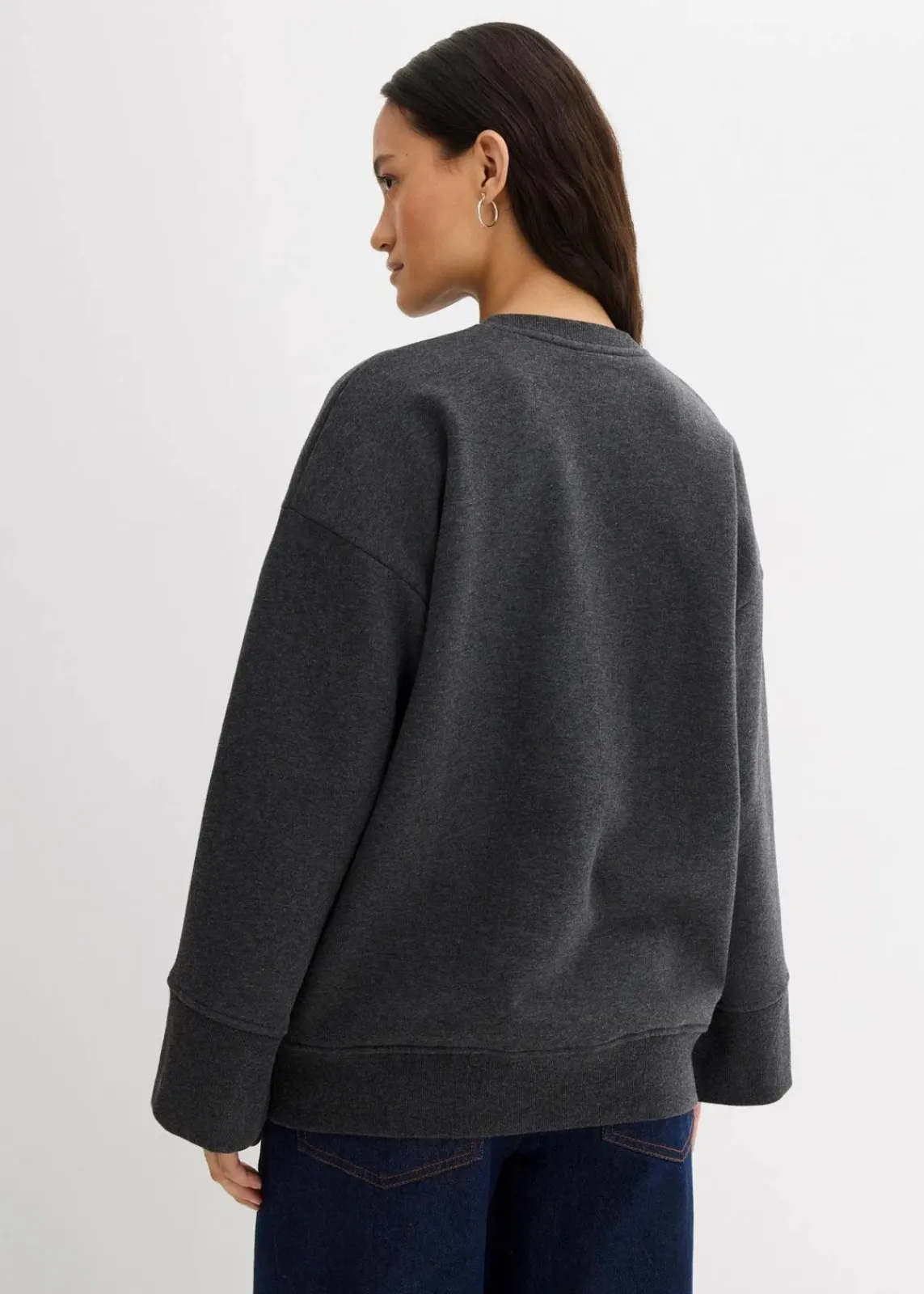 bonprix Sweat|Bekleidung·Blusen & Tuniken|Oversize-Sweatshirt anthrazit meliert meliert
