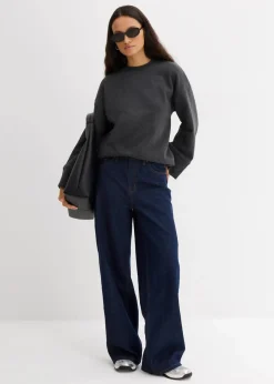 bonprix Sweat|Bekleidung·Blusen & Tuniken|Oversize-Sweatshirt anthrazit meliert meliert