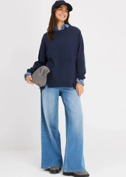 bonprix Sweat|Nachhaltigere Materialien|Oversize-Sweatshirt dunkelblau