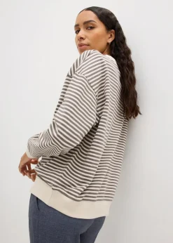 bonprix Basics|Sweat|Oversize-Sweatshirt rauchgrau/wollweiß gestreift