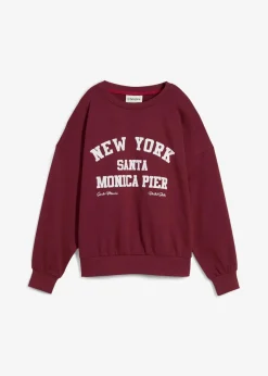 bonprix Sweat|Nachhaltigere Materialien|Oversize-Sweatshirt ahornrot/weiß bedruckt
