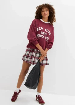 bonprix Sweat|Nachhaltigere Materialien|Oversize-Sweatshirt ahornrot/weiß bedruckt