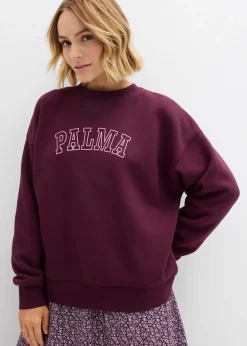 bonprix Sweat|Bekleidung·Blusen & Tuniken|Oversize-Sweatshirt aus Baumwoll-Mix weinrot/rosa bedruckt