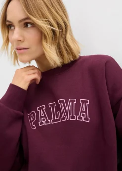 bonprix Sweat|Bekleidung·Blusen & Tuniken|Oversize-Sweatshirt aus Baumwoll-Mix weinrot/rosa bedruckt