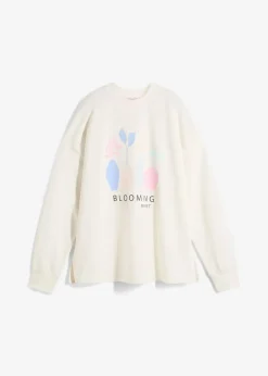 bonprix Bekleidung·Blusen & Tuniken|Sweat|Oversize-Sweatshirt aus Baumwoll-Mix wollweiß bedruckt