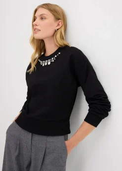 bonprix Sweat|Bekleidung·Blusen & Tuniken|Oversize-Sweatshirt aus Baumwolle schwarz