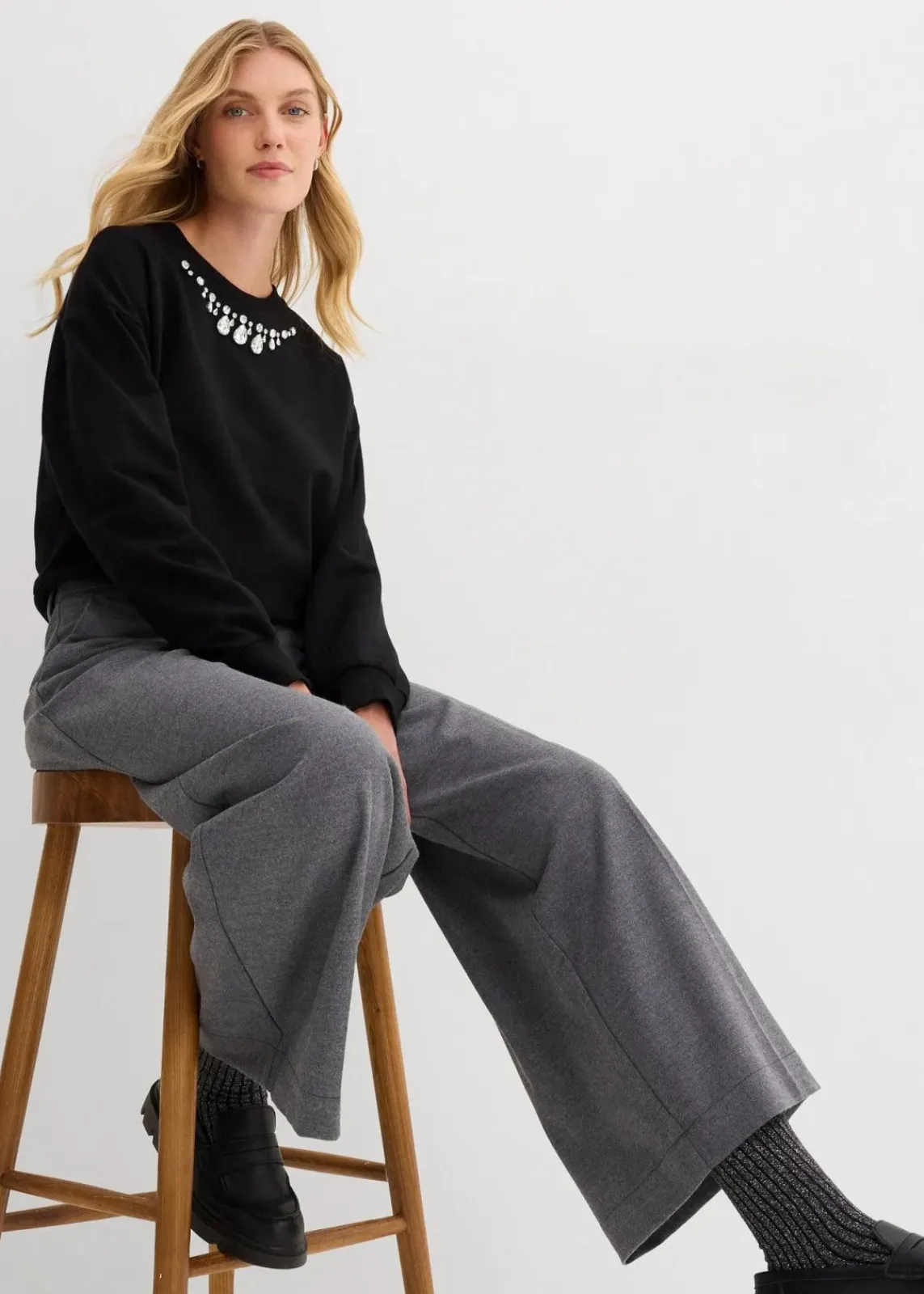 bonprix Sweat|Bekleidung·Blusen & Tuniken|Oversize-Sweatshirt aus Baumwolle schwarz