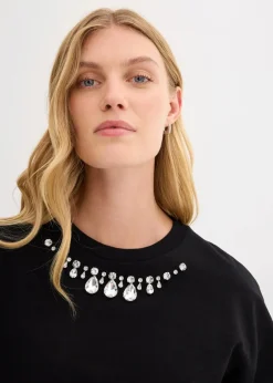 bonprix Sweat|Bekleidung·Blusen & Tuniken|Oversize-Sweatshirt aus Baumwolle schwarz