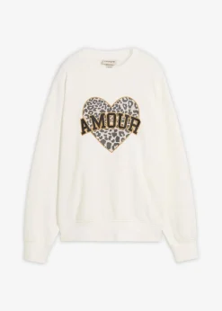 bonprix Bekleidung·Blusen & Tuniken|Sweat|Oversize-Sweatshirt aus Baumwoll-Mix wollweiß bedruckt