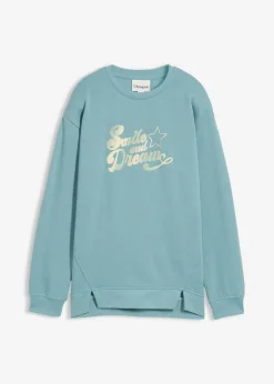 bonprix Mädchen 9-16 Jahre·Sweat & Strick|Mädchen 2-8 Jahre·Nachhaltigere Materialien|Oversize-Sweatshirt aus reiner Bio-Baumwolle mineralblau