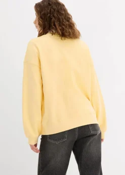 bonprix Sweat|Basics|Oversize-Sweatshirt aus reiner Baumwolle cremegelb